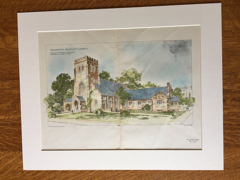 Arlington Baptist Church, MA, 1902, Original Hand Colored