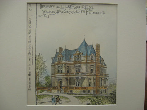 Residence for E. J. Schwartz, Pittsburgh, PA, 1883, Stillburg and Staub