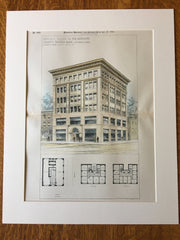 Brazer Building, Boston, MA, 1897, Cass Gilbert, Original Hand Colored