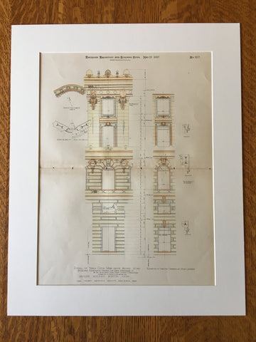 Brazer Building, Boston, MA, 1897, Cass Gilbert, Original, Hand Colored