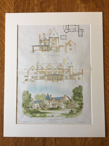 H K Bloodgood House, New Marlborough, MA, 1906, Original Hand Colored
