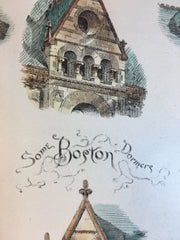 Dormers, Boston, MA, 1884, A O Elzner, Original Hand Colored