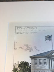 School House, North Billerica, MA, 1901, Cooper & Bailey, Original Hand Colored -