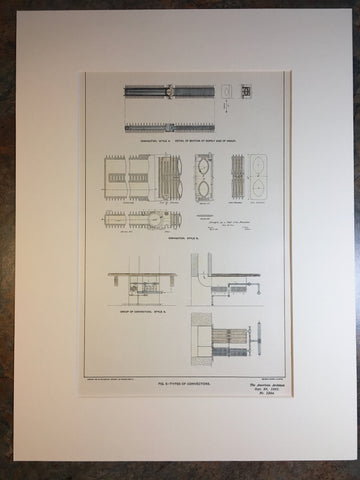 Types of Convectors, Cast Iron Radiator, 1901, F Tudor, Original Hand Colored -
