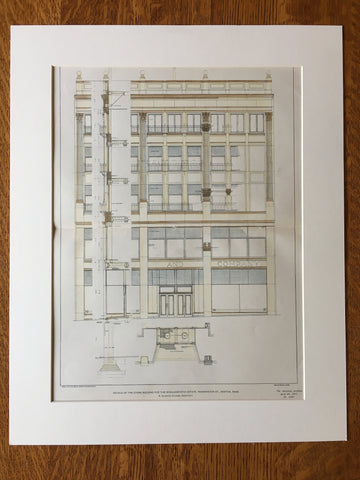 Store for Wigglesworth Estate, Boston, MA, 1901, Sturgis, Original Hand Colored -