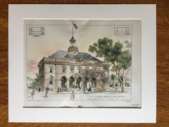 Custom House & Post Office, Brunswick, GA, 1901, Original Hand Colored -