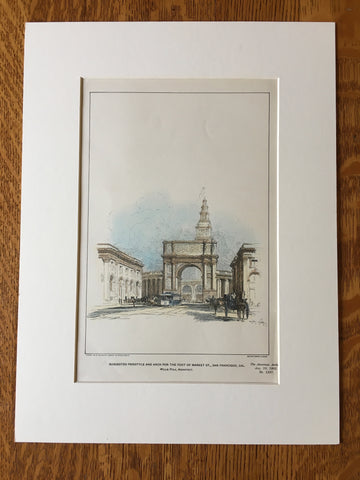 Peristyle & Arch, Market Street, San Francisco, CA, 1901, Original Hand Colored -