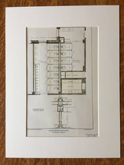 Colonial Building, Lavatory Plan, Boston, MA, 1901, Original Hand Colored -