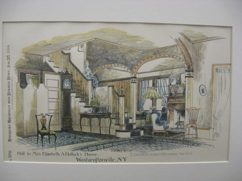 Hall in Elizabeth A. Hallock's House, Washingtonville, NY, 1894, E. G. W. Dietrich