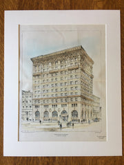 Office Building by C H Blackall, 1901, Hand Colored Original -