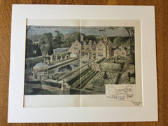 Country House & Formal Garden, 1901, E Eldon Deane, NY, Hand Colored Original -