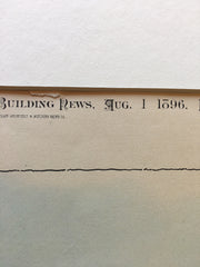 House, Charles Campbell, West Newton, MA, 1896, Eugene Clark, Hand Colored Original