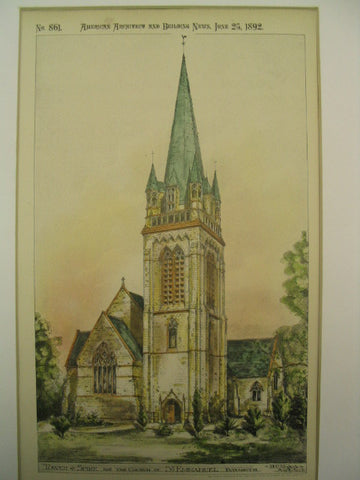 Tower Spire for the Church of St. Emmanuel, Plymouth, UK, 1892, H. C. Rogers