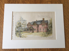 Residence, Charles H Conway, Boston, MA, 1898, James T Kelley, Original Hand Colored