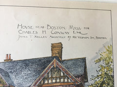 Residence, Charles H Conway, Boston, MA, 1898, James T Kelley, Original Hand Colored