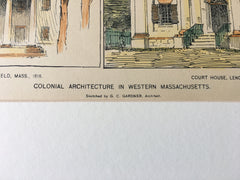 First Church, Springfield, MA & Court House, Lenox, MA, 1895, Original Hand Colored