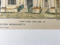 First Church, Springfield, MA & Court House, Lenox, MA, 1895, Original Hand Colored