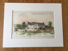 Summer Residence, Milton Cushing, Fitchburg, MA, 1899, Original Hand Colored