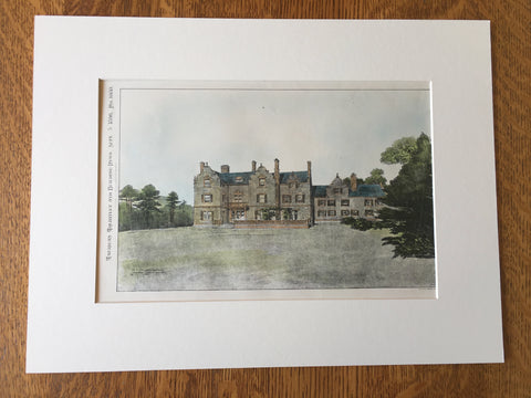 House for Louis Cabot, Brookline, MA, 1896, A C Fernald, Original Hand Colored