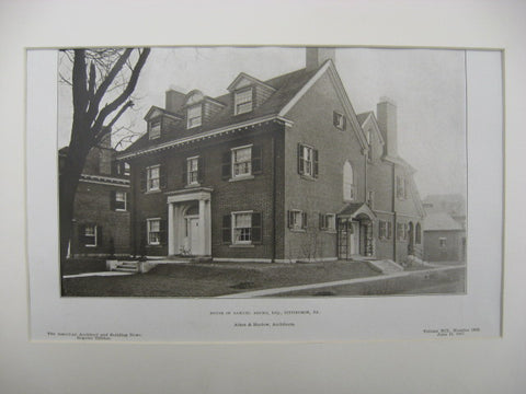 House of Samuel Adams, Pittsburgh, PA, 1907, Alden and Harlow