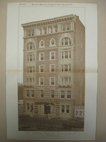 Scarboro Mansions on West 57th Street, New York, NY, 1893, A. J. Horgan
