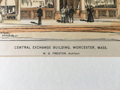 Central Exchange Building, Worcester, MA, 1896, W G Preston, Original Hand Colored