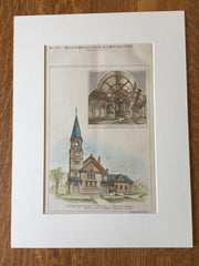 Congregational Church, Norton, MA, 1884, Stephen C Earle, Original Hand Colored