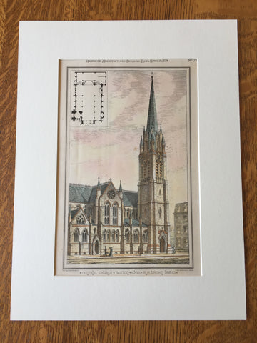 Central Church, Boston, MA, 1879, R M Upjohn, Original Hand Colored