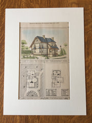 House for A A Coburn, Lowell, MA. 1877. Ware & Van Brunt, Original Hand Colored