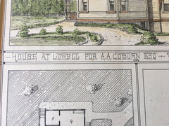 House for A A Coburn, Lowell, MA. 1877. Ware & Van Brunt, Original Hand Colored
