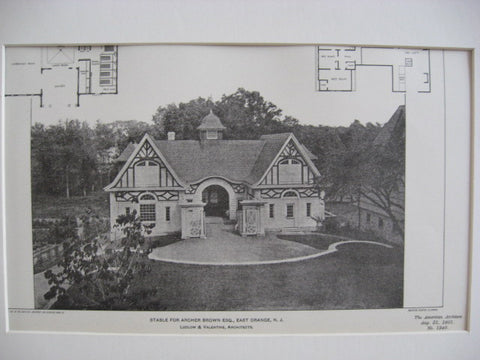 Stable for Archer Brown, East Orange, NJ, 1901, Ludlow & Valentine