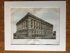 US Custom House, Baltimore, MD, 1902, J Knox Taylor, Original Hand Colored -