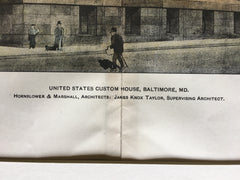 US Custom House, Baltimore, MD, 1902, J Knox Taylor, Original Hand Colored -
