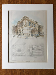 North End Bath House, Boston, MA, 1902, Maginnis, Walsh & Sullivan, Hand Colored Original -