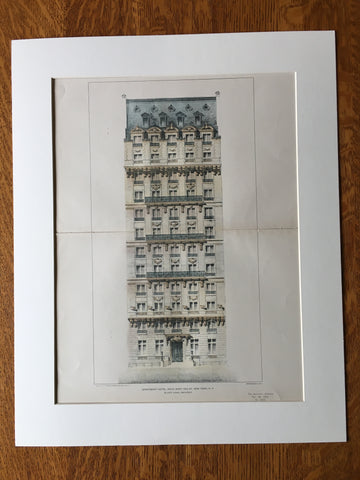 Apartment Hotel, 204-206 W 72nd St, New York, 1902, Hand Colored Original -