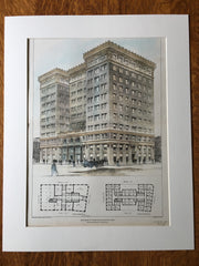 Board of Trade, Boston, MA, 1902, Winslow & Bigelow, Hand Colored Original -