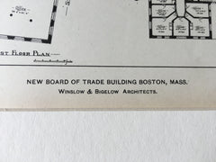 Board of Trade, Boston, MA, 1902, Winslow & Bigelow, Hand Colored Original -