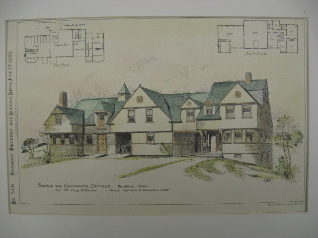 Stable and Coachman's Cottage, for Thomas Proctor Beverly, MA, 1886, Hartwell and Richardson