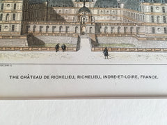 Chateau de Richelieu, Indre & Loire, France, 1902, Hand Colored Original -