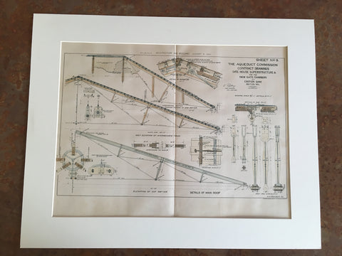 Croton Dam, Aqueduct Plan #5, Croton on Hudson, NY, 1890, Hand Colored Original -