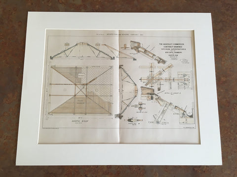 Croton Dam, Aqueduct Plan #1, Croton on Hudson, NY, 1890, Hand Colored Original -