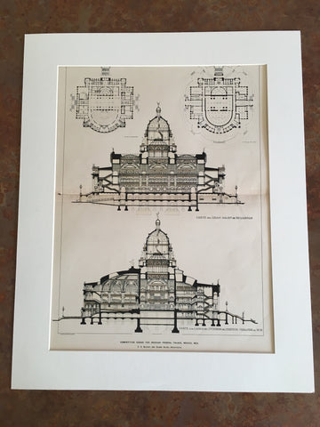 Mexican Federal Palace, Mexico City, Mexico, 1898, Hand Colored Original -