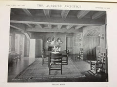 A W Bliss House, Interior, Marion, MA, 1919, Lithograph. Coolidge & Carlson