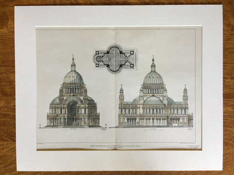 Cathedral St John the Divine, New York, NY, 1904, Original Hand Colored -