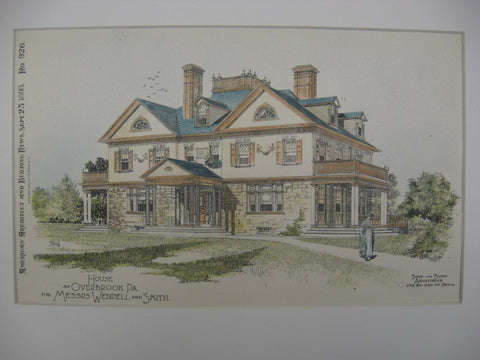 House for Wendell and Smith, Overbrook, PA, 1893, Boyd and Boyd