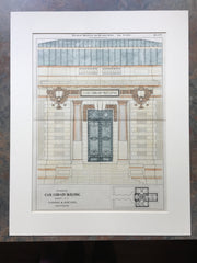Case Library, Entrance, Auburn, NY, 1900, Carrere & Hastings, Original Hand Colored