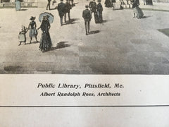 Public Library, Pittsfield, ME, 1904, A Randolph Ross, Original Hand Colored -