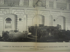 Chamber of the House of Representatives at the Massachusetts State-House, Boston, MA, 1892, Charles Bulfinch