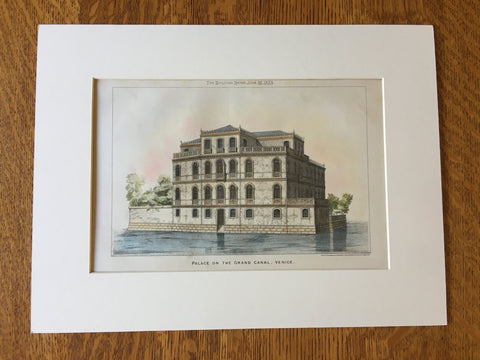 Palace on the Grand Canal, Venice, Italy, 1873, Original Hand Colored -