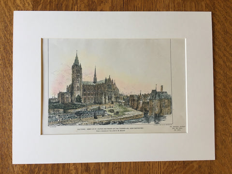Abbey of St Victor, Priory of the Tournelles, Paris, 1904, Original Hand Colored -